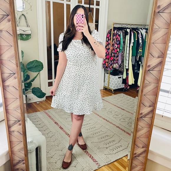 NEW Loft Linen Polka Dot Tie Back Mini Dress - Picture 7 of 9